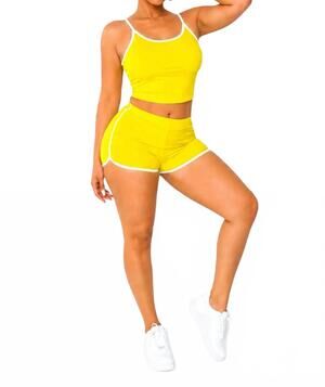 NEW JNK wanted matching dolphin trim short set in yellow